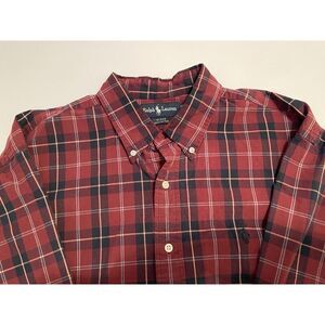 Ralph Lauren Blake‎ Long Sleeve Button Up Red Plaid Shirt XL Pony Logo